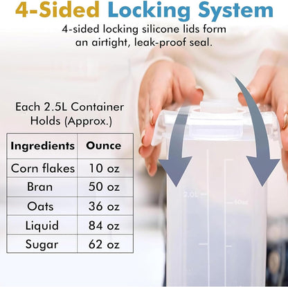 Shazo 2 Pack (15.4 Oz Cereal Capacity) Small Airtight Cereal Containers Storage with Lids, Perfect Space Saving BPA-Free Plastic Container, Pantry Organization and Canister for Rice, Sugar & Flour