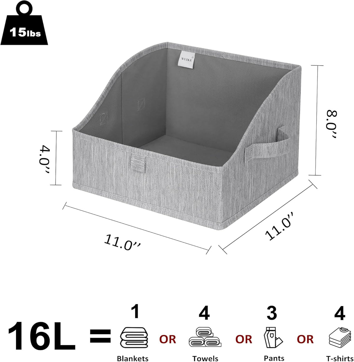 WUIKE Closet Organizers and Storage, Trapezoid Storage Bins, Fabric Closet Bins with Handles, Foldable Storage Baskets for Clothes, Purse, Blanket, Herringbone Gray, Extra Large