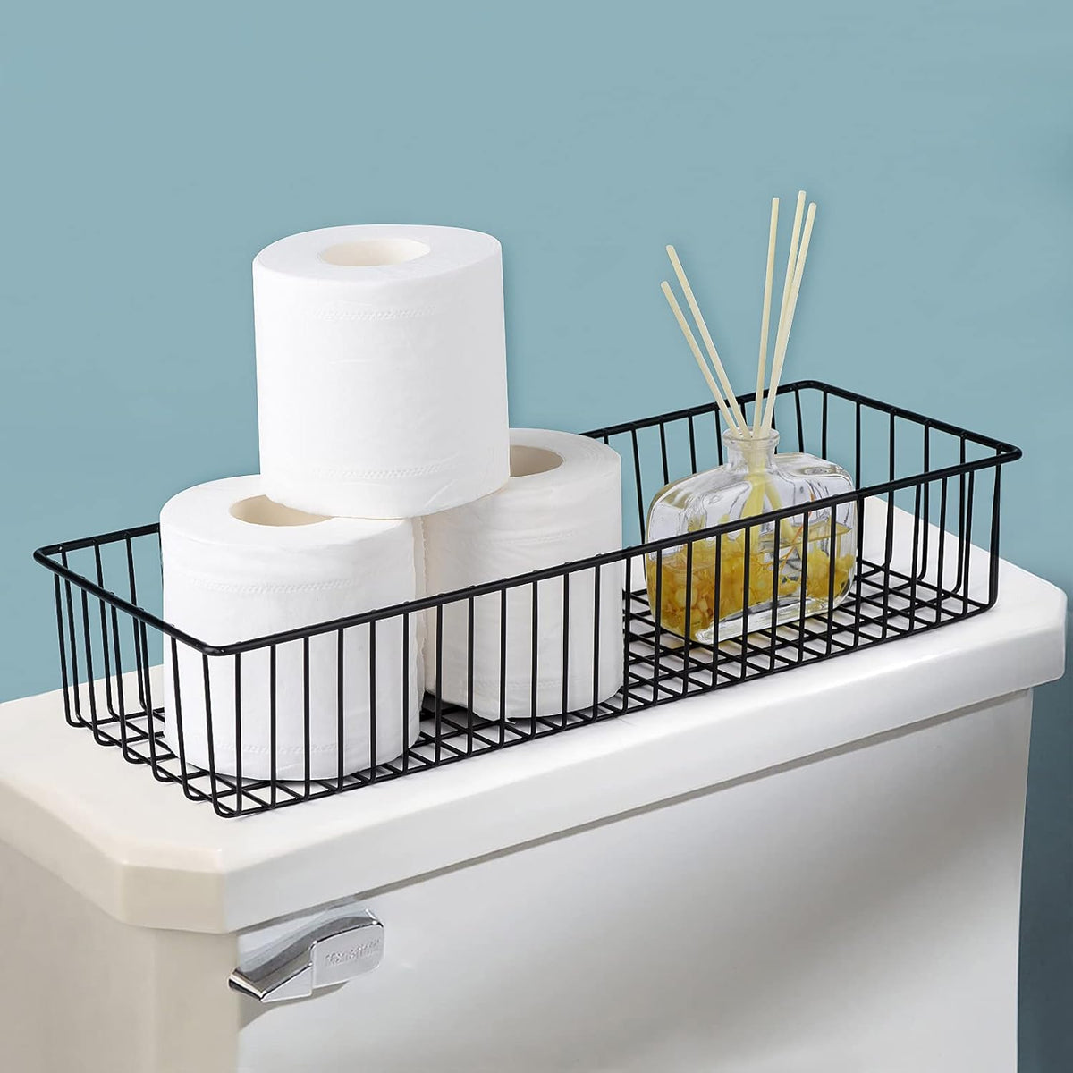 3 Pack Extra Large Wire Basket with Metal Handles, Metal Basket for organizers and storage, Wire Storage Baskets for Pantry, Cabinet, Fridge, Kitchen, Wardrobe, Garage, Bathroom, Black
