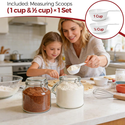 34oz 6 Pack Glass Jars with Airtight Lids - Round Food Storage Canisters for Pantry Organization, Ideal for Sugar, Cookies, Candy, Coffee, Nuts & Dry Goods | Thick Glass,BPA-Free