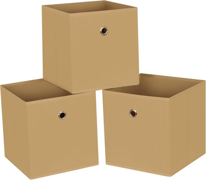 Black Foldable Storage Cubes Bins ,11 Inch Cloth Storage Cube Fabric Storage Box Cubes Organizer Baskets with Handles for Home Organizer Set of 3 (Black)