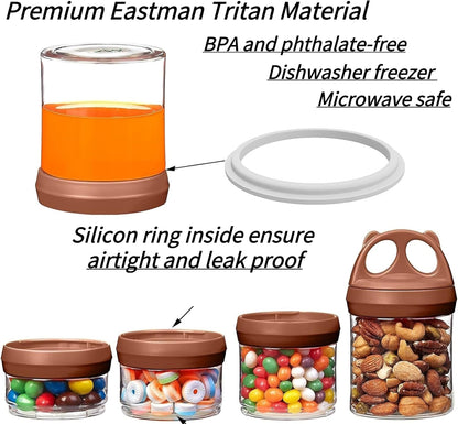 SELEWARE Portable Stackable Food Storage Containers for Snacks Formula Powder and Drinks Twist Lock System Airtight Leak-proof BPA and Phthalate Free 4 Piece Jars 31oz Blue