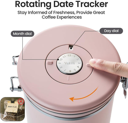 Veken Coffee Canister, 39OZ Large, Mothers Day Gifts For Women, Airtight Stainless Steel Food Storage Container for 2.2lbs Coffee Beans, Ground, Sugar, Tea, Flour, Cereal,Kitchen Bar Accessories,Cream