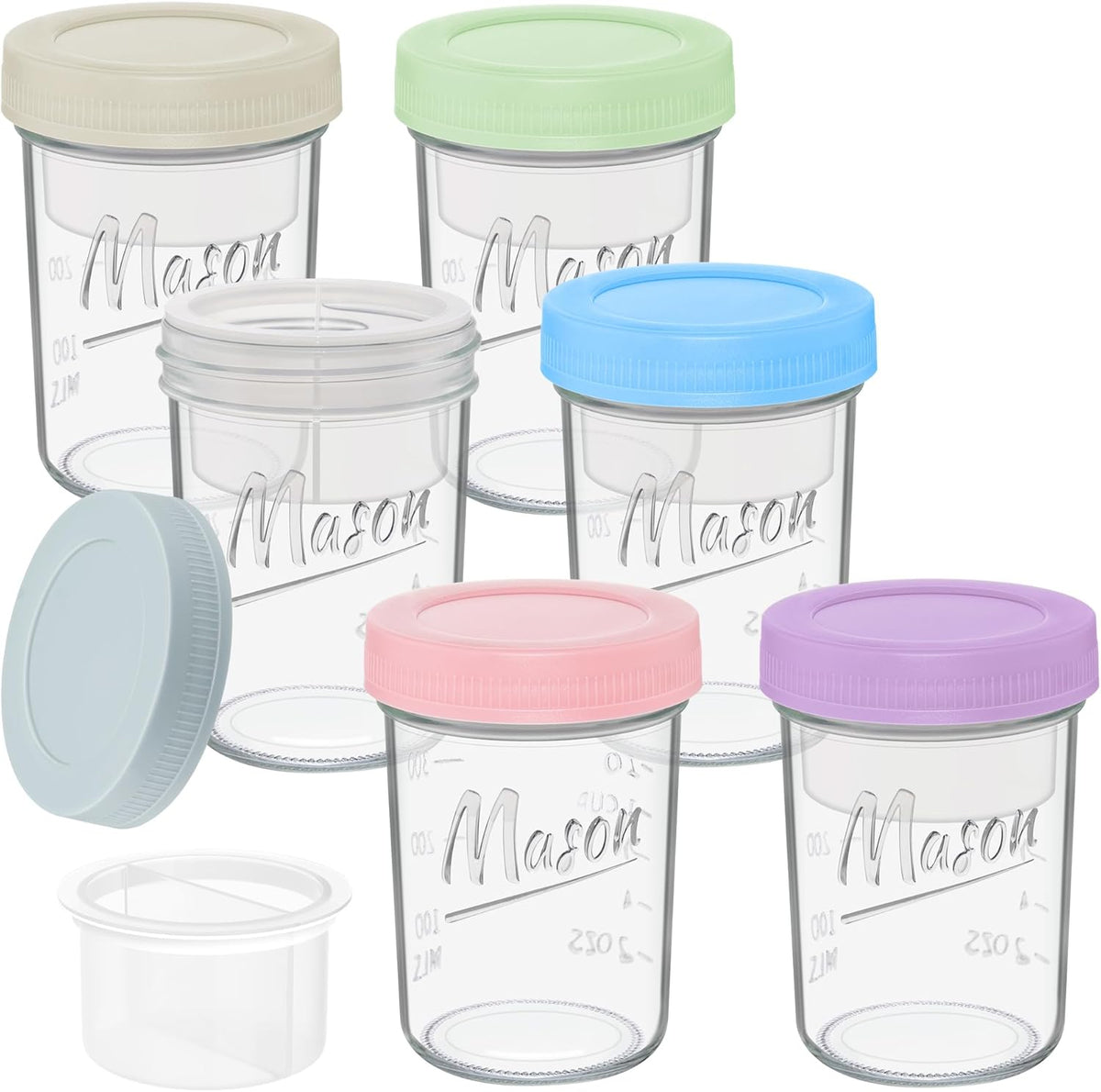 Xyptorix 16 oz Overnight Oats Containers with Lids, Leak-Proof Wide Mouth Mason Jars & Separate Compartments for Fruits/Nuts, Airtight Glass Jars for Chia Pudding, Yogurt, Parfait and Salad