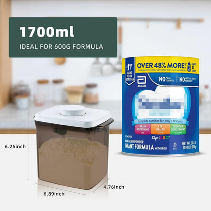 Formula Container to Go- 1700ml Pop Top Milk Powder Container, BPA-Free Airtight Formula Dispenser with Scoop and Scraper, 21OZ, 1.32LB, 600g, Clear
