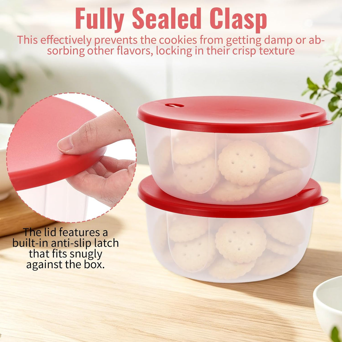 2 Pack Cookie Storage Containers Airtight with Lips, 3.5 L Round Plastic Reusable Cookie Box, Leak-proof Muffin Carrier for Baked Goods, Cupcake Storage & Meal Prep