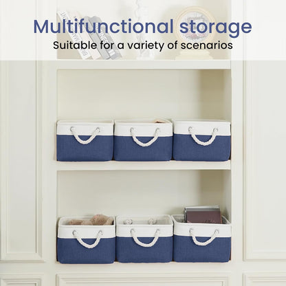 Large Storage Baskets- 15.7x11.8x8.26 inch Storage Bins for Shelves and Closet Organizing, Foldable Fabric Bin for Home Organization Clothes and Laundry (3-Pack, White&Khaki)