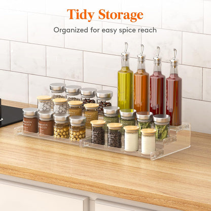 Lifewit Plastic 2 Pack 3-Tier Spice Rack, Clear Spice Organization for Cabinet, Counter, Organizer Shelf for Condiment, Seasoning, Syrup, Liquor, Medicine and Perfume for Kitchen, Pantry, Bar, Bath