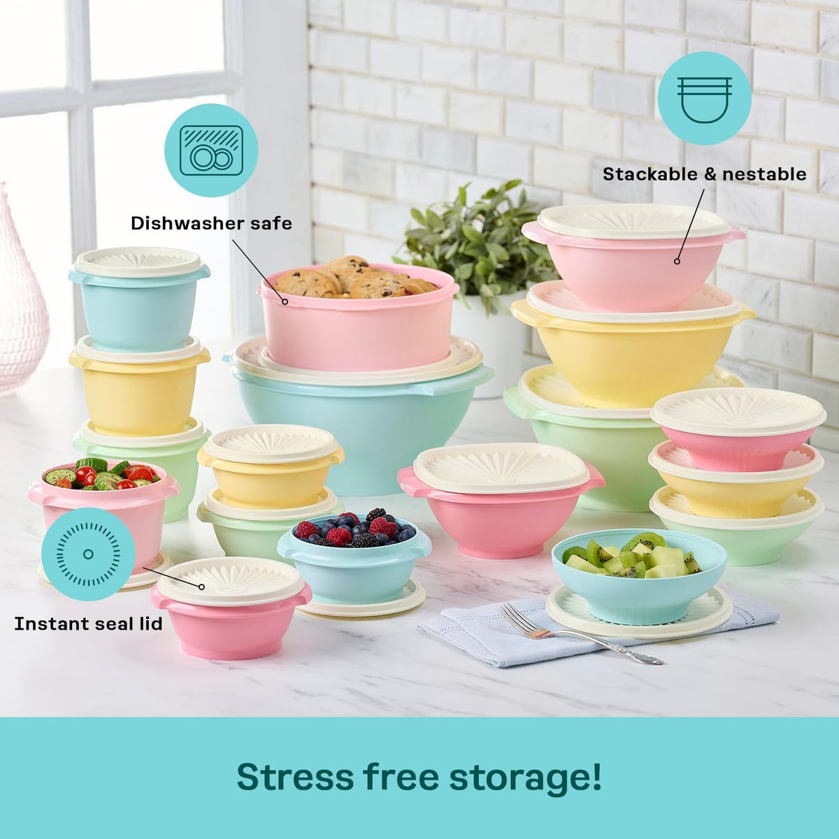 Tupperware Heritage Collection, New Food Storage Container Set in Vintage Pink, Dishwasher Safe and BPA Free (18 containers, 18 lids)
