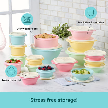 Tupperware Heritage Collection, New Food Storage Container Set in Vintage Pink, Dishwasher Safe and BPA Free (18 containers, 18 lids)