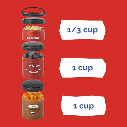 Whiskware Bluey Stackable Snack Containers for Babies, Toddlers, and Kids, 3 Stackable Snack Cups for School and Travel, Cupholder Friendly, Bluey and Bingo! Let’s Do This!