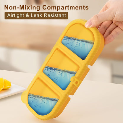 Silicone Reusable Snack Containers with Lids - 8 oz Double Compartment Snackle Box for Kids & Adults, BPA-Free & Leakproof, Small for Dressing, Snacks, School, Office, Picnic