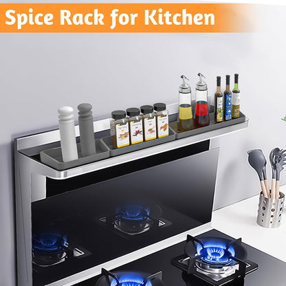 Magnetic Stove Top Shelf, Over the Stove Shelf Spice Rack & Spice Organizer – 30" Heat Resistant Silicone Stove Shelf, No Drill Kitchen Storage Organizer for Gas/Electric Stoves & Small Kitchens