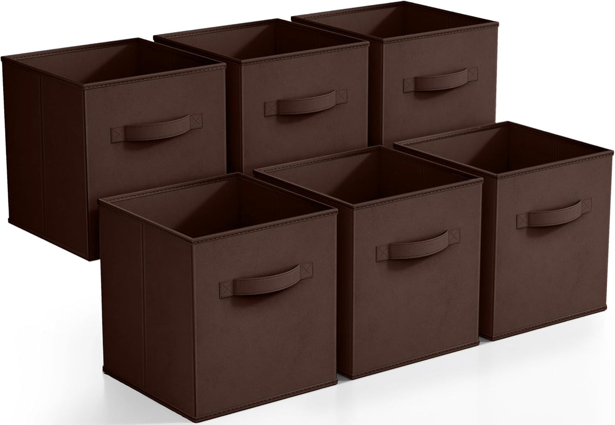 Sorbus Foldable Storage Cubes - 6 Fabric Baskets for Organizing Pantry, Closet, Shelf, Nursery, Playroom, Toy Box, Cubby -11 Inch Dual Handle Collapsible Closet Organizers and Storage Bins (Navy Blue)