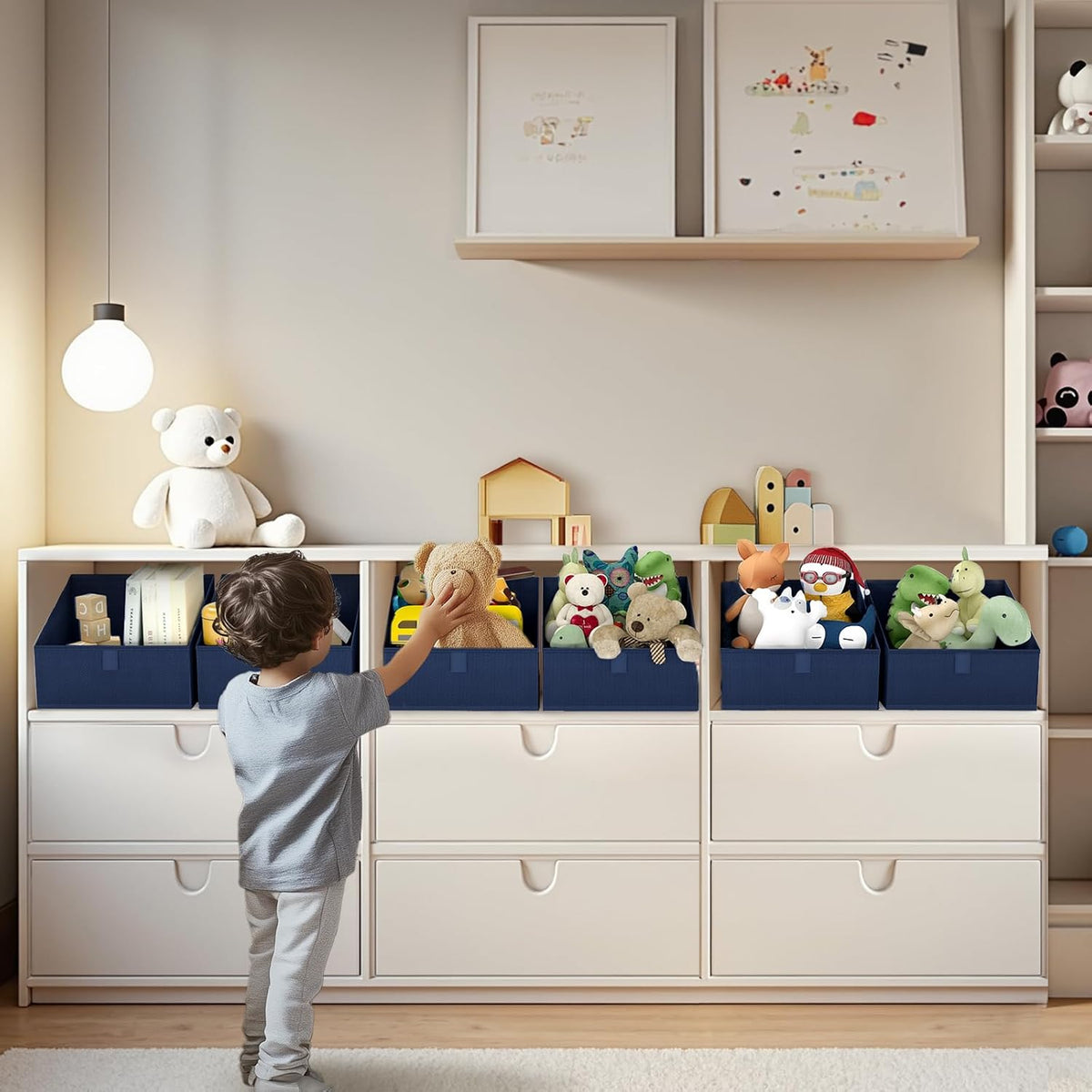 DIMJ Closet Storage Bins - Fabric Storage Baskets for Shelves, Collapsible Closet Organizers and Storage with Handles, Trapezoid Shelf Organization Storage Cubes for Purse, Toys, Books, Towel, Socks