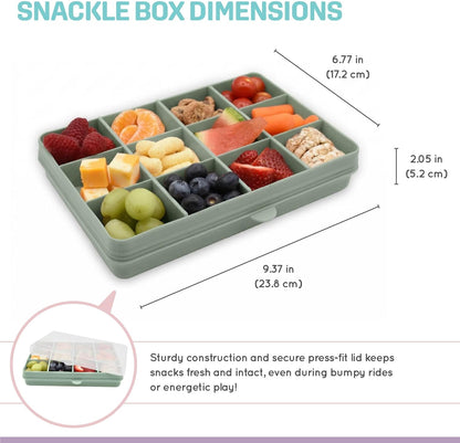 melii Snackle Box |12-Compartment Snack Container with Removable Dividers, BPA-Free Food Storage for Travel, School & On-the-Go Snacks, Kids & Family Organizer (Grey)
