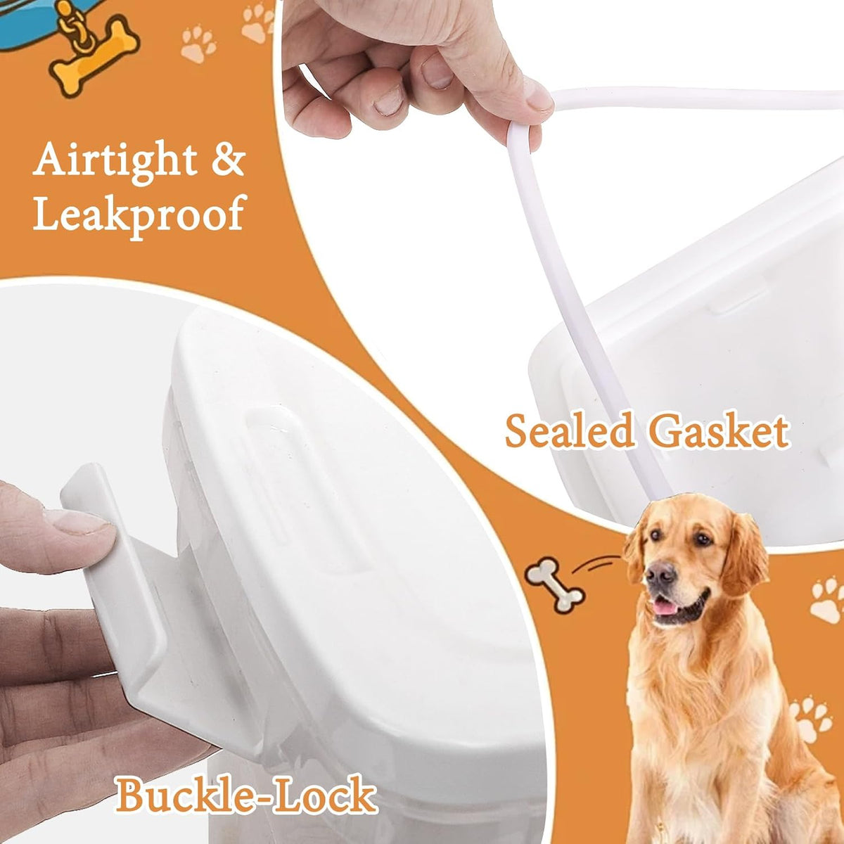 5-10 Lbs Cat Food Storage Container with Scoop - Airtight Dog Food Container - Buckle-Lock Pet Food Container for Dog, Cat, Bird Seed, Chicken, Dry Food Storage Bin Container for Rice, Cereal, Flour