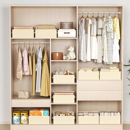 DIMJ Closet Storage Bins - Fabric Storage Baskets for Shelves, Collapsible Closet Organizers and Storage with Handles, Trapezoid Shelf Organization Storage Cubes for Purse, Toys, Books, Towel, Socks
