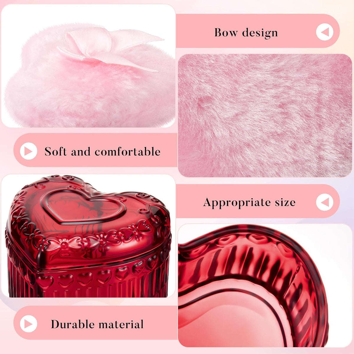 Tioncy 3 Pcs Large Body Powder Puff and Container Valentine's Day gift Powder Container with Puff Crystal Case Soft Washable Reusable Velour Face Body Glitter Wet Dry Makeup (Classic,Clear)