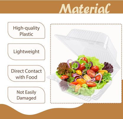 Jizvxe 100 Pack Clear Plastic Square Hinged Food Container,Disposable Plastic To Go Containers with Clear Lids,Cake Slice Containers Clamshell Takeout Tray for Pastry,Salad,Dessert(5.1"x 4.7"x 2.8")