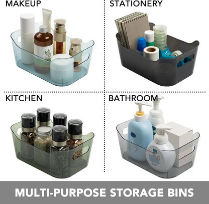 Tiawudi 8 Pack Plastic Storage Bins, Clear Pantry Organizers and Storage Containers, Multi-Use Organizer Bins for Kitchen, Bathroom, Office, Shelf, Fridge, Home Edit and Cabinet Organizers