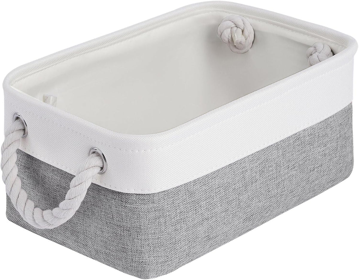 Large Storage Baskets- 15.7x11.8x8.26 inch Storage Bins for Shelves and Closet Organizing, Foldable Fabric Bin for Home Organization Clothes and Laundry (3-Pack, White&Khaki)