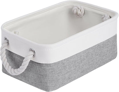 Large Storage Baskets- 15.7x11.8x8.26 inch Storage Bins for Shelves and Closet Organizing, Foldable Fabric Bin for Home Organization Clothes and Laundry (3-Pack, White&Khaki)