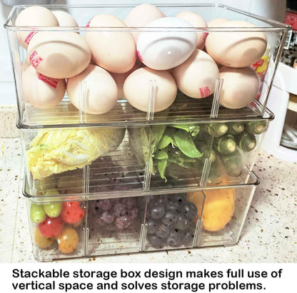3 Pack Storage Organizer Bins, Plastic Desk Storage Bins Food Storage Organizer with 4 Slots for Pantry, Kitchen, Fridge, Cabinet Packets, Snacks, Pouches, Spice Packets