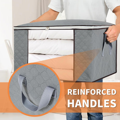 combocube Zippered Storage Bag for Closet King Comforter, pillow, quilt, bedding, Clothes, Blanket Organizers with Large Clear Window & Carry Handles Space Saver