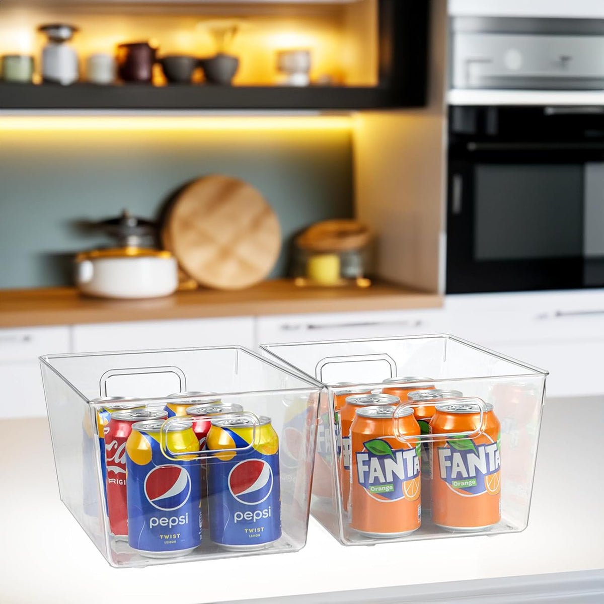 ZEXALOR 10 PACK Clear Storage Bins Clear Storage Containers for Kitchen Pantry Organization, Organizing Bins with Built in Handles, Cabinet Organizers
