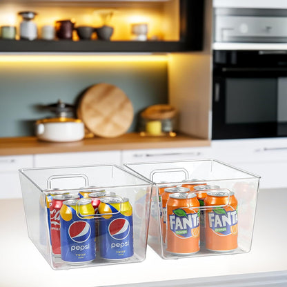 ZEXALOR 10 PACK Clear Storage Bins Clear Storage Containers for Kitchen Pantry Organization, Organizing Bins with Built in Handles, Cabinet Organizers