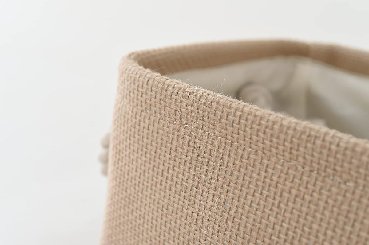 Fabric Storage Bins 12x8x5 inch [6-Pack] with Rope Handles - Decorative Baskets for Organizing