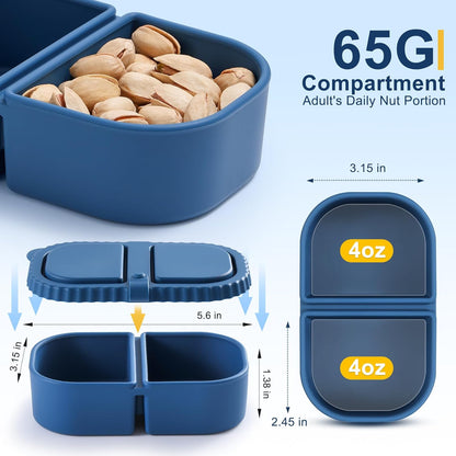 Silicone Reusable Snack Containers with Lids - 8 oz Double Compartment Snackle Box for Kids & Adults, BPA-Free & Leakproof, Small for Dressing, Snacks, School, Office, Picnic