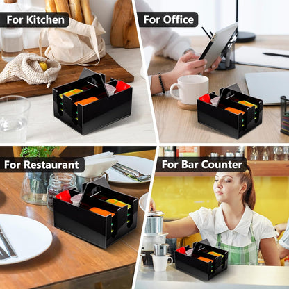 Acrylic Jelly Packet Rack Jelly Packet Holder Jelly Packet Dispenser Jam Packets Holder Condiment Packet Holder Condiments Packet Storage Display Black Condiment Packet Organizer for Table Restaurant
