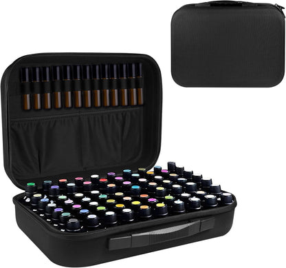 Essential Oil Storage Holder Organizer Carrying Case - 30 Bottles | Hard Shell Essential Oils Box Holds 5ml 10ml 15ml Bottle Travel Bag with Labels & Foam Insert for doTERRA & Young Living