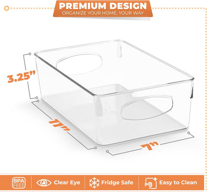Sorbus Small Clear Plastic Storage Bins for Organizing, Clear Organizer Bins with Handles, Plastic Storage Bins for Closet, Pantry, Fridge, Medicine Cabinet Organizer, Shelves, Freezer, Drawer