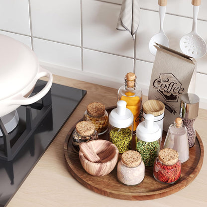 VERTORGAN Lazy Susan Organizer for Kitchen,Acacia Wood Turntable for Cabinet, Pantry, Table, Countertop, Vanity, Spice Rack（Small）