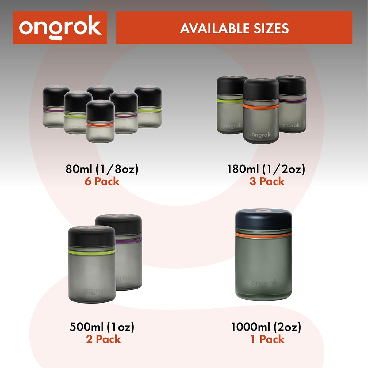 ONGROK Glass Storage Jar, 180ml | UV Herb/Spice Jar with Child‑Resistant Lid, Color‑Coded Glass Containers to Preserve Smell and Aroma