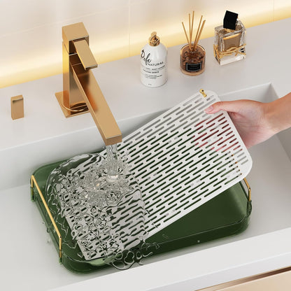 Seoneiro Whiskey Tray, Glass Cup Rack, Mug Holder, Coffee Cup Organizer, Bathroom Countertop Organizer with Drain Board Wine Glass Decorative, Food Tray, Kitchen Spice Rack