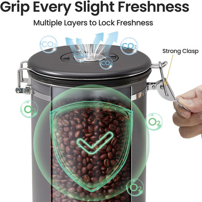 Veken Coffee Canister, 39OZ Large, Mothers Day Gifts For Women, Airtight Stainless Steel Food Storage Container for 2.2lbs Coffee Beans, Ground, Sugar, Tea, Flour, Cereal,Kitchen Bar Accessories,Cream