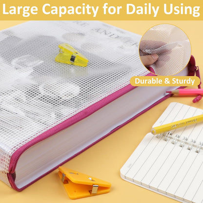 YOPCDJ Mesh Zipper Pouch Bags A4 Zipper Bags for Classroom Organization, Waterproof Document Zipper Pouches for Cosmetics, Travel Storage File Bags for Office Supplie