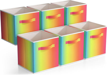 Sorbus Fabric Storage Cubes - 6 Foldable Storage Bins for Organizing Pantry, Cubbies, Toy Box - Clothes Storage & Closet Organizer - 13 Inch Collapsible Cube Baskets for Shelves with Handle