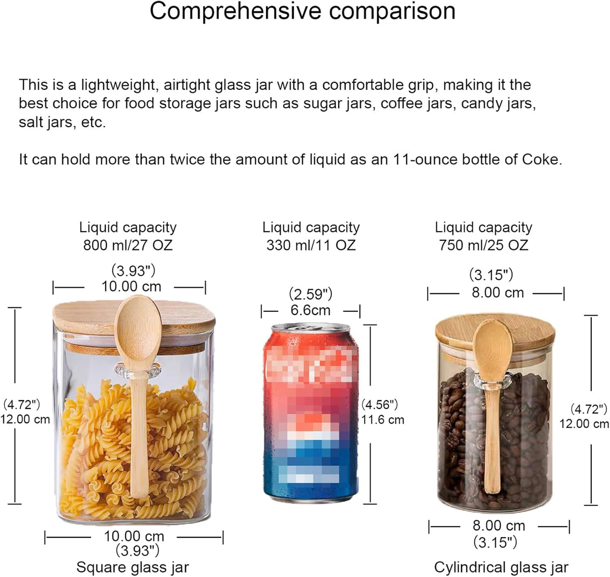 CNWSGEM Sugar Bowls Sugar Container 25.36 FL OZ Glass Coffee Canister Airtight Food Storage Jar with Lid and Spoon Candy Jar Coffee Bar Accessories Storage Beans Powder (Conical)