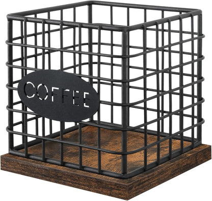 YINMIT K Cup Holder Organizer, Sturdy Coffee Pod Holder Organizer, 35 Kcup Large Capacity Storage Basket for Kitchen Counter and Office Desktop (Circular Grid)