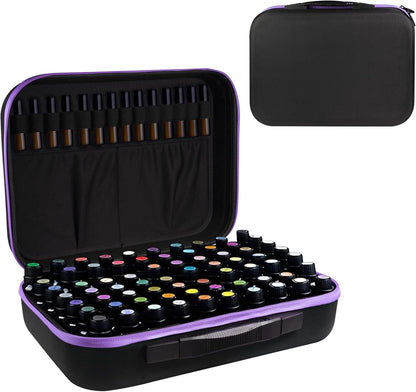Essential Oil Storage Holder Organizer Carrying Case - 30 Bottles | Hard Shell Essential Oils Box Holds 5ml 10ml 15ml Bottle Travel Bag with Labels & Foam Insert for doTERRA & Young Living