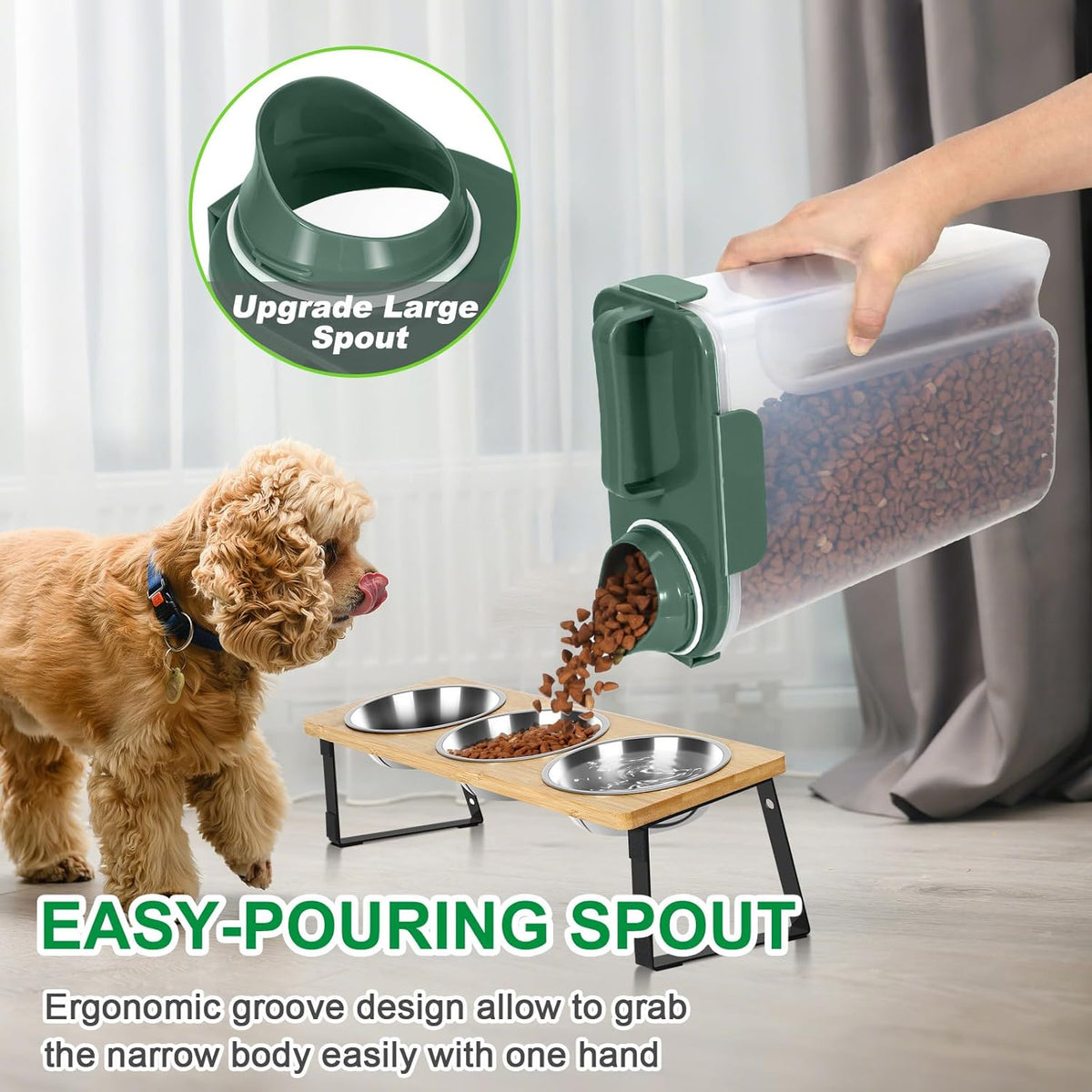 TBMax 2 Pack Cat Dog Food Storage Containers 10 to 14 Lbs, Portable Travel Pet Container Dispenser with Easy-Pouring Spout & Cup, Airtight Bird Seed Container Dog Treat Storage Bin -White