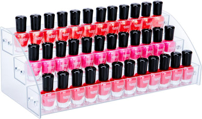 KINGROW Nail Polish Organizer Holder Rack 6 Layers Acrylic Display Shelf For Eyeglasses Essential Oils Ink Storage Holds Up to 96 Bottles (Fit 1-2oz Bottles)