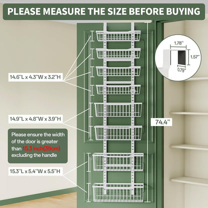Eastherry Over The Door Organizer，8-Tier Over The Door Pantry Organizer with Adjustable Baskets，Metal Hanging Pantry Organizers and Storage for Kitchen, Back of Door Seasoning Rack (Black)