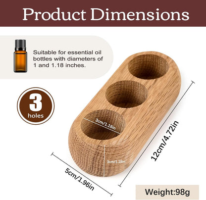 RoseFlower Wooden Essential Oil Display Storage Organizer Holder Stand - 9 Slots Red Oak Wood Rack - Holds up to 9 Aromatherapy Bottles - Ideal Gift Presentation Shelf