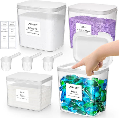 Lifewit Laundry Pods Container with Pop-up Lid, Laundry Room Organization, Dryer Sheet Holder for Washing Powder Scent Booster Beads, 2700 ml/0.72gal,2 Pcs
